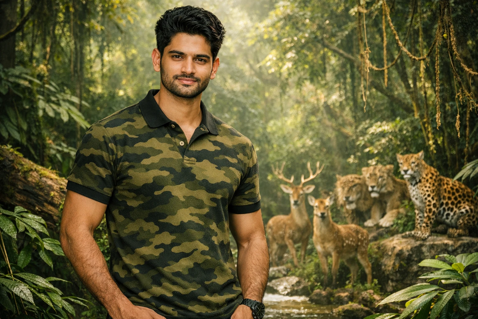 Camouflage Polo T-Shirt - Half